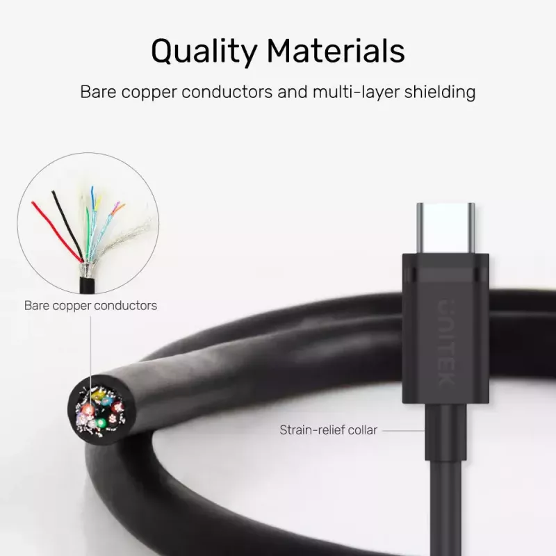 Cabo USB UNITEK C14103BK-1.5M USB 3.2 Gen 1 USB A USB C Preto 1,5m