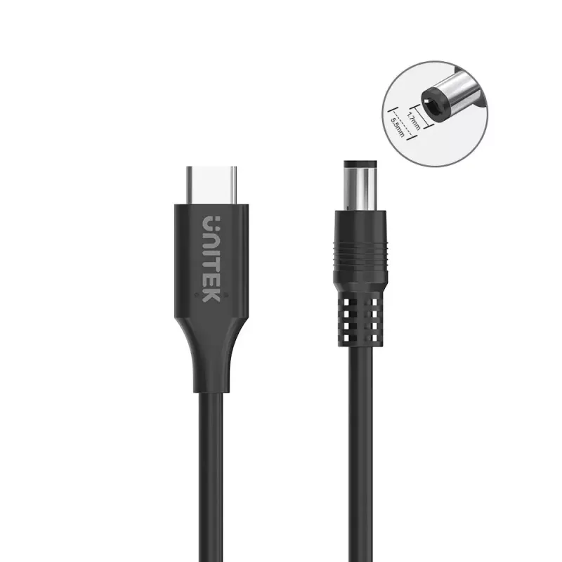Cabo de alimentação UNITEK C14119BK-1.8M 1.8m USB C DC 20V 3.25A