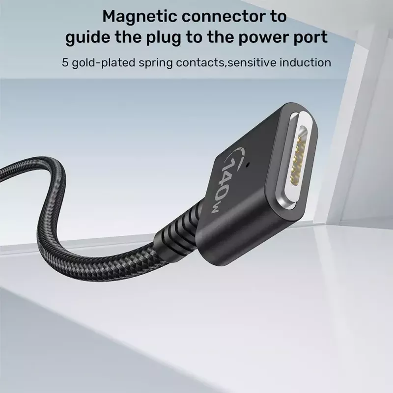 Cabo de alimentação UNITEK C14121BK-1M preto MagSafe 3 USB-C 1m 28V 5A