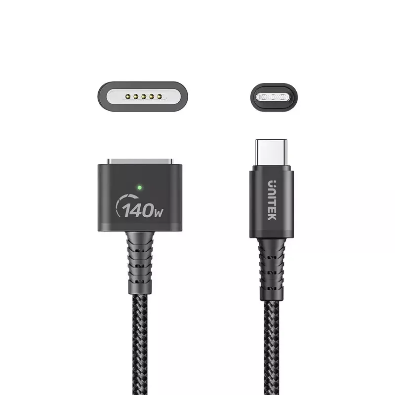Cabo de alimentação UNITEK C14121BK-1M preto MagSafe 3 USB-C 1m 28V 5A
