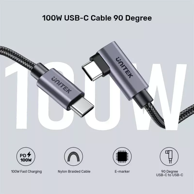 Cabo USB UNITEK C14123BK-1M 1m USB 2.0 preto cinzento