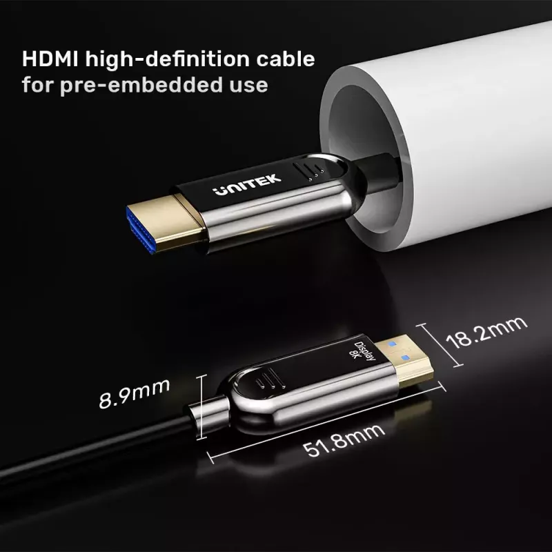 Cabo HDMI UNITEK C11085GY01-40M 40 m 2.1 48 Gbit/s preto