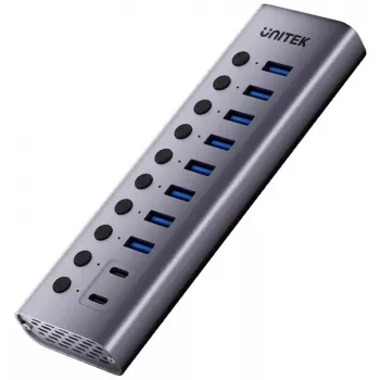 Hub USB Unitek H1315B01-EU – 10 portas 5 Gbit/s com portas com interruptor individual
