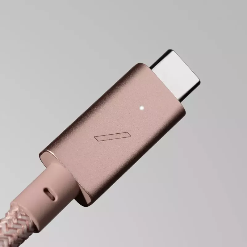 Native Union Belt Cable Pro USB-C para USB-C, 2,4 m, ecrã LED, Rose