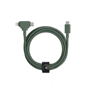 Cabo USB-C para USB-C / Lightning Native Union Belt Cable Duo, 1,5 m, verde