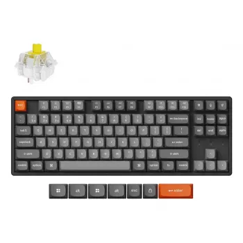 Teclado mecânico Keychron K8 Max 80% (87 teclas) cabo USB + RF Wireless + Bluetooth, RGB, preto