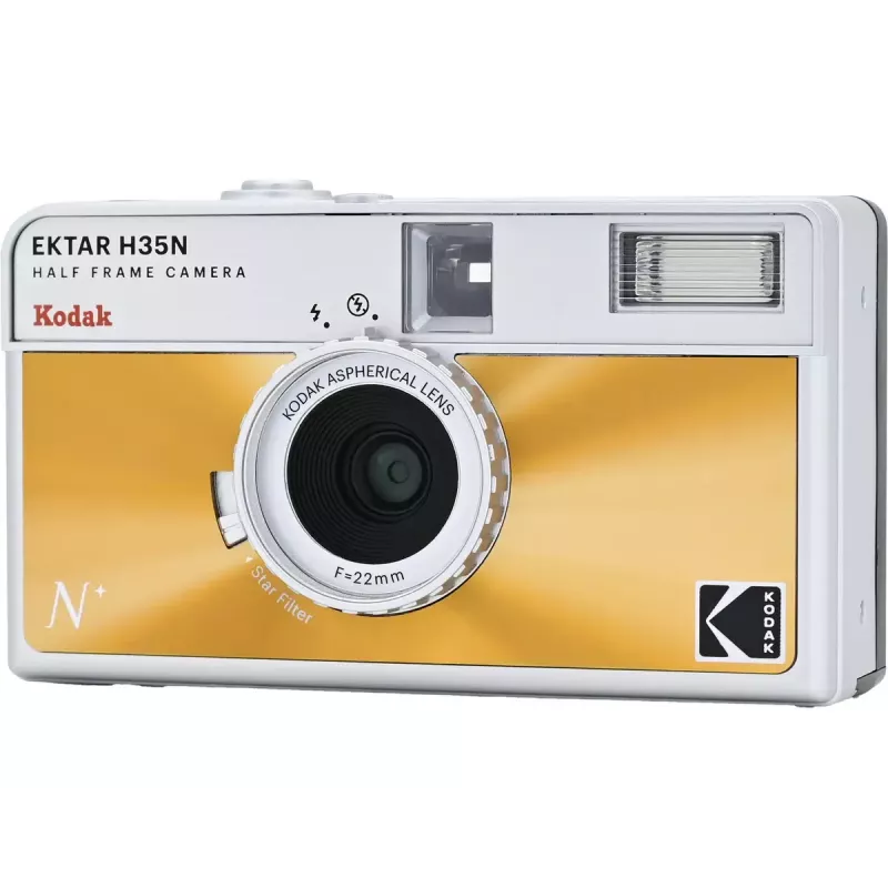 Máquina fotográfica de 35 mm Kodak EKTAR H35N glasiertes Orange — Point-and-Shoot, distância focal fixa