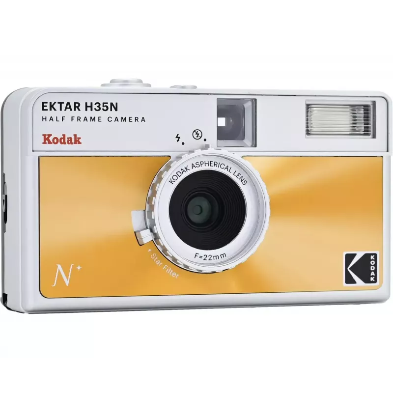 Máquina fotográfica de 35 mm Kodak EKTAR H35N glasiertes Orange — Point-and-Shoot, distância focal fixa