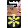 Pilhas para aparelhos auditivos Duracell EasyTab tamanho 10, pack de 6