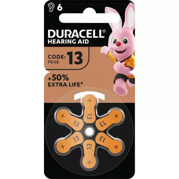 Pilha para aparelhos auditivos Duracell EasyTab 13 (PR48) pack de 6
