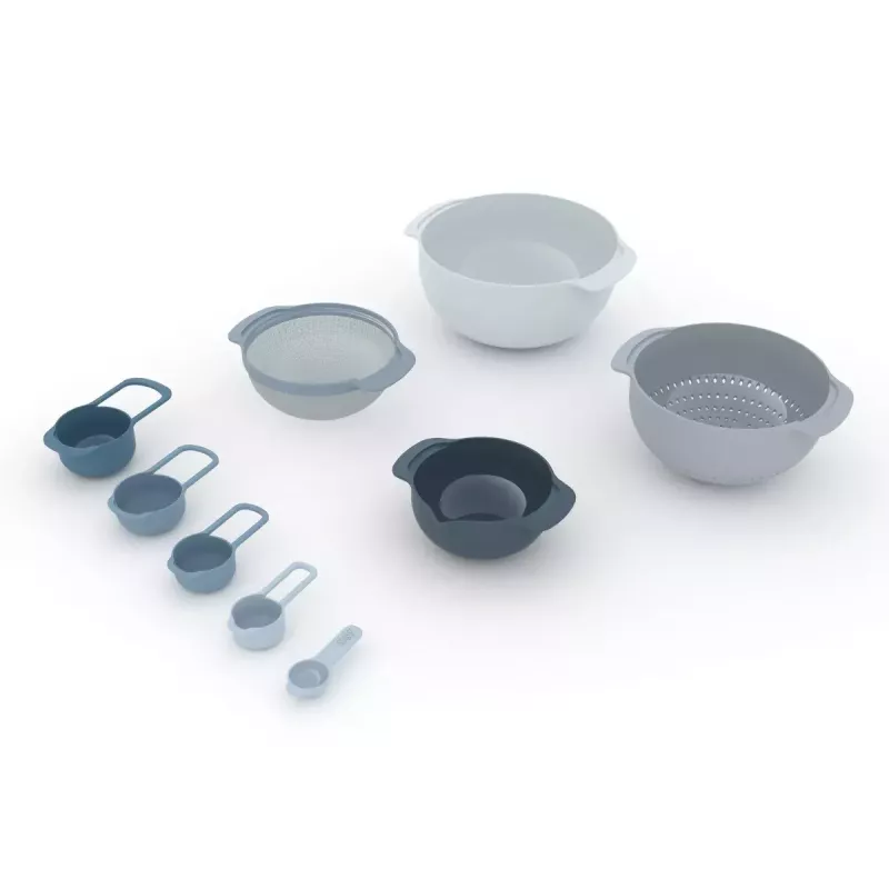 Conjunto Joseph Joseph Nest empilhável azul cinzento 4,5 L tigela 1,65 L escorredor