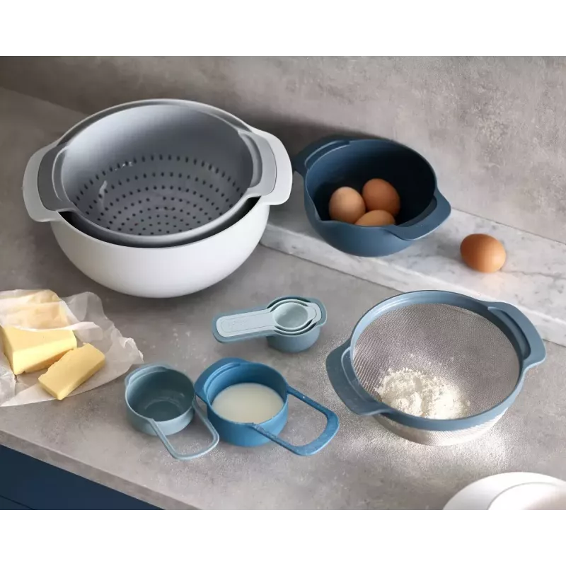 Conjunto Joseph Joseph Nest empilhável azul cinzento 4,5 L tigela 1,65 L escorredor