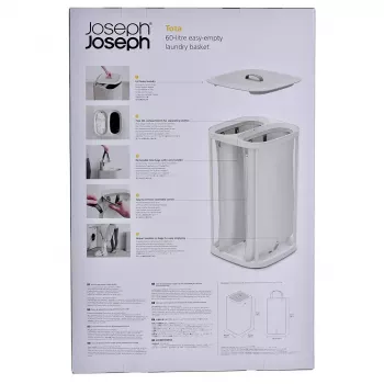 Cesto de roupa Joseph Joseph Tota 60L Ecru – capacidade de 60 litros, cesto alto ventilado