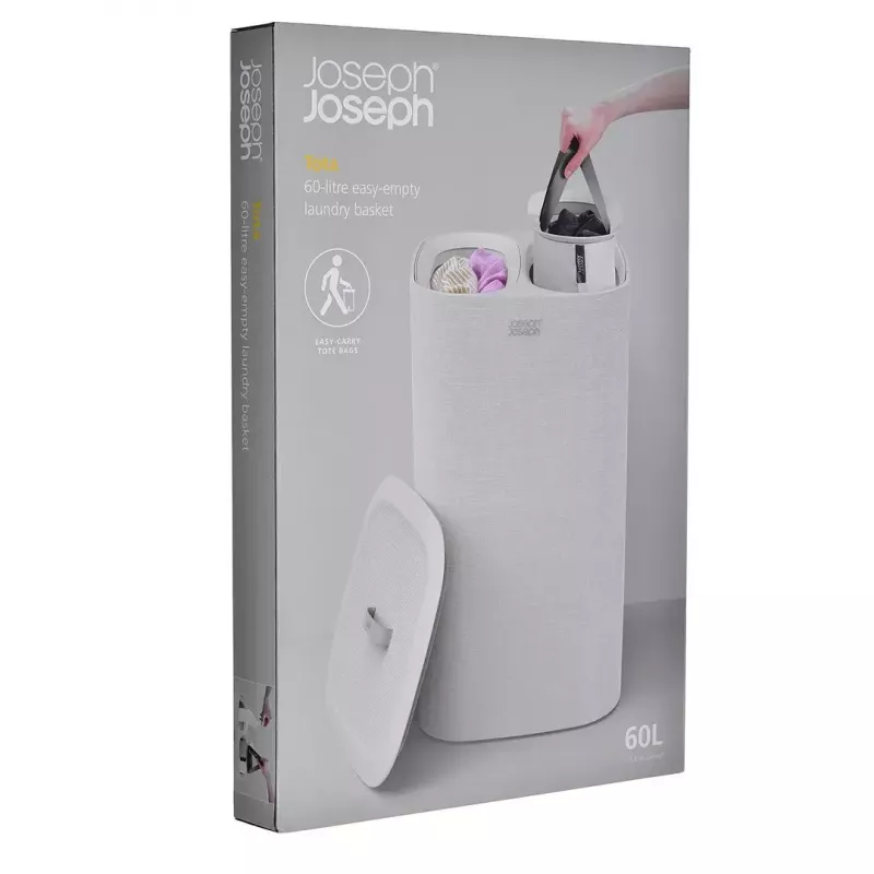 Cesto de roupa Joseph Joseph Tota 60L Ecru – capacidade de 60 litros, cesto alto ventilado