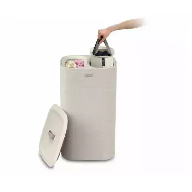 Cesto de roupa Joseph Joseph Tota 60L Ecru – capacidade de 60 litros, cesto alto ventilado