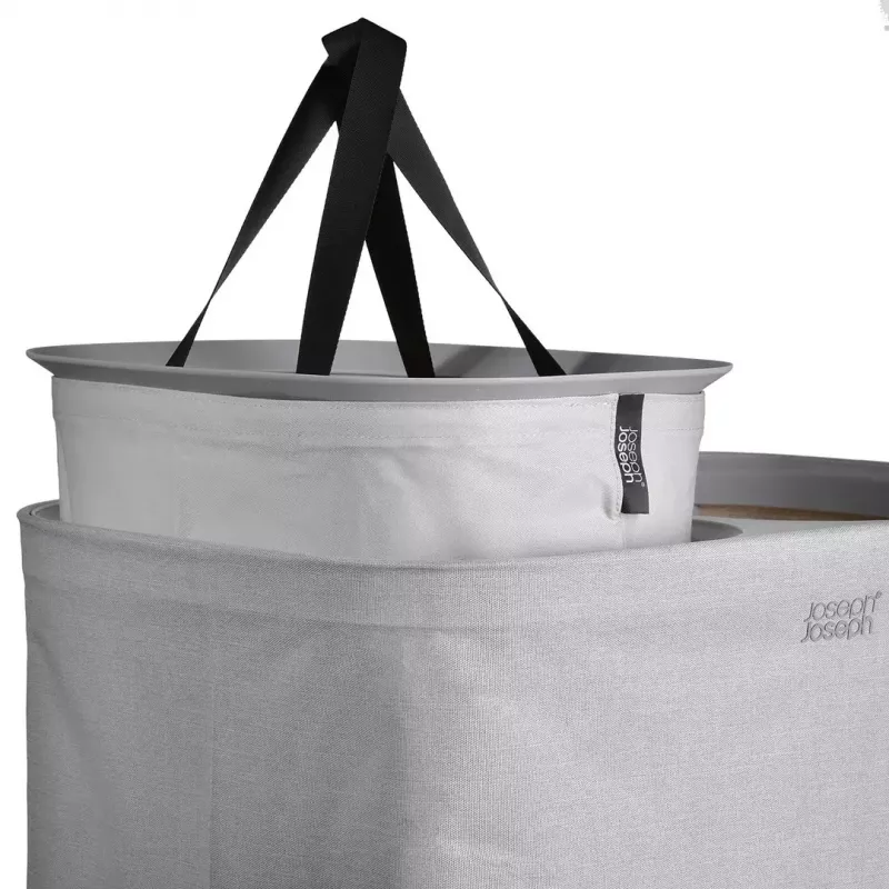 Cesto de roupa Joseph Joseph Tota 60L Ecru – capacidade de 60 litros, cesto alto ventilado