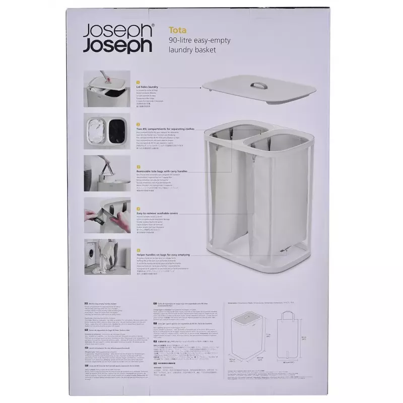 Cesto de roupa Joseph Joseph Tota 90L ecru — capacidade de 90 L, design durável