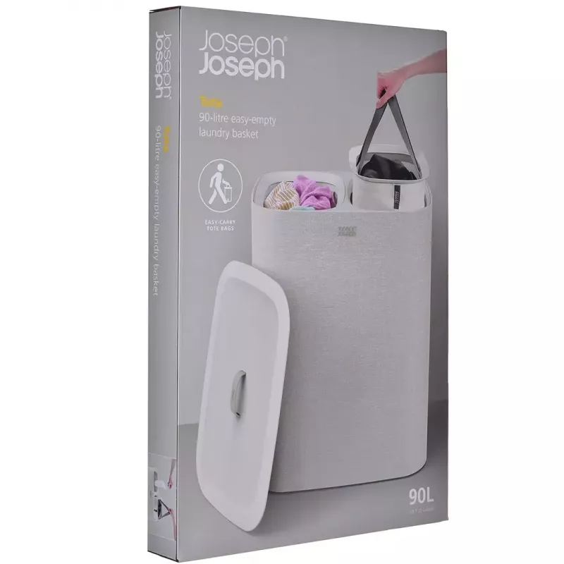 Cesto de roupa Joseph Joseph Tota 90L ecru — capacidade de 90 L, design durável