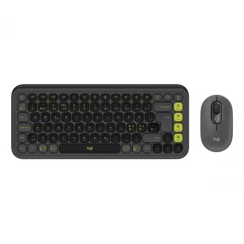 Conjunto de teclado e rato Logitech POP Icon QZERTY Bluetooth mini graphite verde