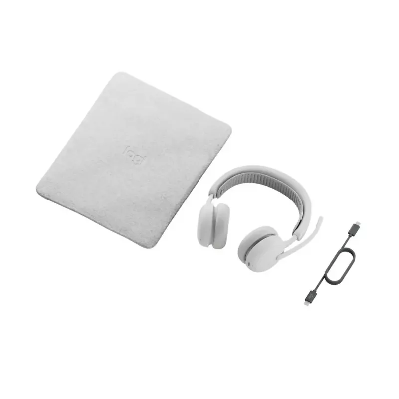 Headset Logitech Zone Wireless 2 ES — com fios e sem fios (Bluetooth), USB-C, supra-aural, cabo de 1,5 m, branco, 212 g