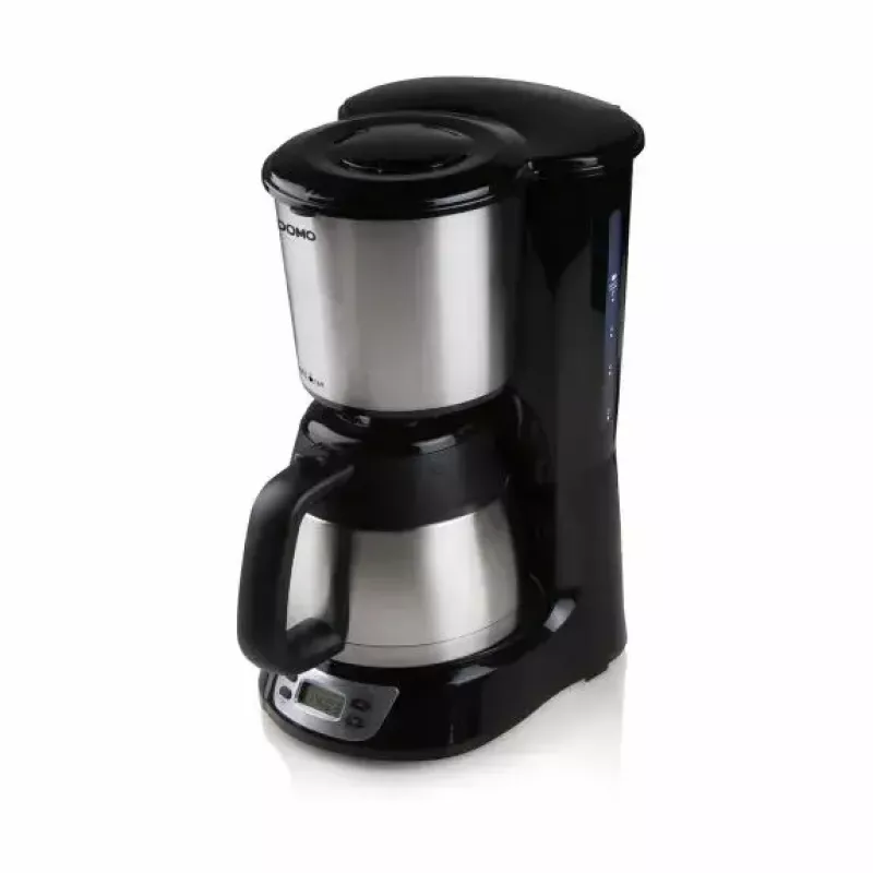 Máquina de café de filtro Domo DO709K — semiautomática, depósito de água de 1 L, jarra de 8 chávenas, LCD, aço inoxidável/preto