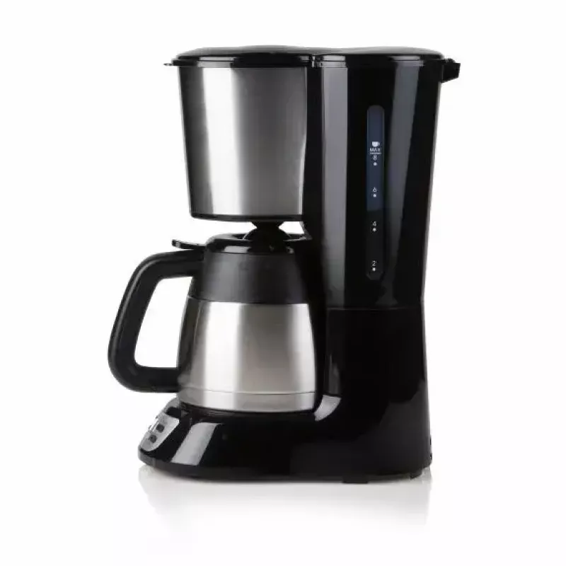 Máquina de café de filtro Domo DO709K — semiautomática, depósito de água de 1 L, jarra de 8 chávenas, LCD, aço inoxidável/preto