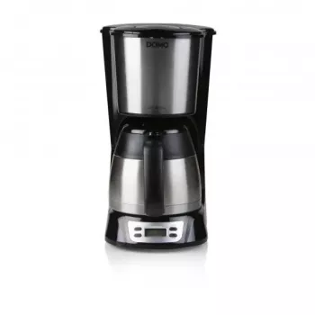 Máquina de café de filtro Domo DO709K — semiautomática, depósito de água de 1 L, jarra de 8 chávenas, LCD, aço inoxidável/preto