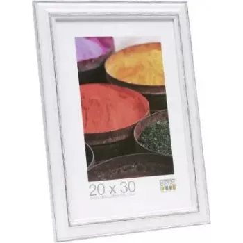 Moldura Deknudt S221H3 15x20 cm madeira branca com bordo castanho