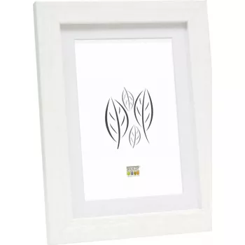 Moldura Deknudt S66KF1 P1 15x20 madeira branca com passe-partout