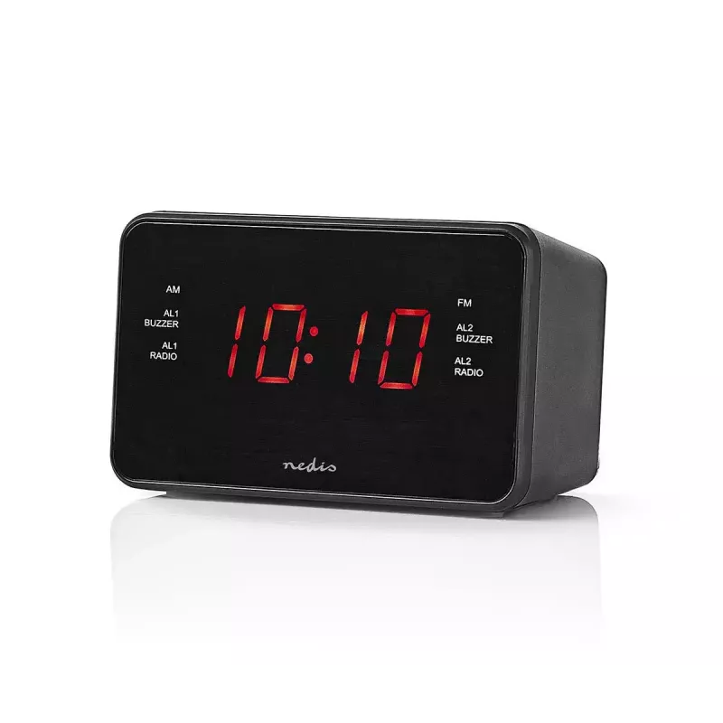 Despertador digital Nedis CLAR002BK — visor LED, AC 220–240V, 130×80×70 mm, preto