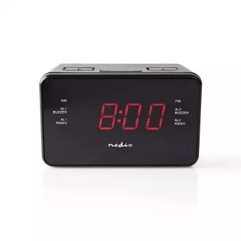 Despertador digital Nedis CLAR002BK — visor LED, AC 220–240V, 130×80×70 mm, preto