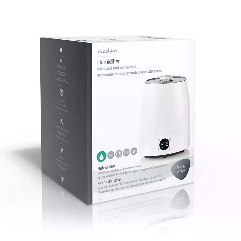 Humidificador Nedis HUMI120CWT — humidificador compacto branco/cinzento