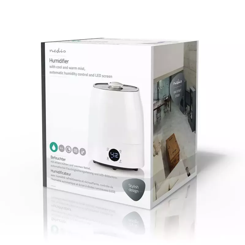 Humidificador Nedis HUMI120CWT — humidificador compacto branco/cinzento
