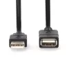 Nedis CCGL60010BK20 Cabo de extensão USB 2.0, A macho para A fêmea, 2 m, preto