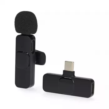 Microfone lavalier USB-C sem fios recarregável Nedis MICW110BK