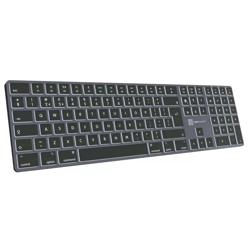 Teclado LogicKeyboard SKB-TM-UK tamanho completo USB + Bluetooth, QWERTY UK English, titanium