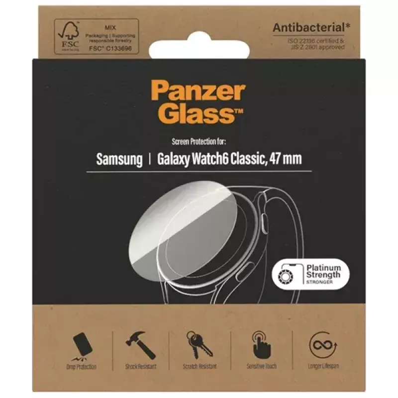 Proteção de ecrã PanzerGlass para Samsung Galaxy Watch6 Classic 47mm – película de vidro antibacteriana