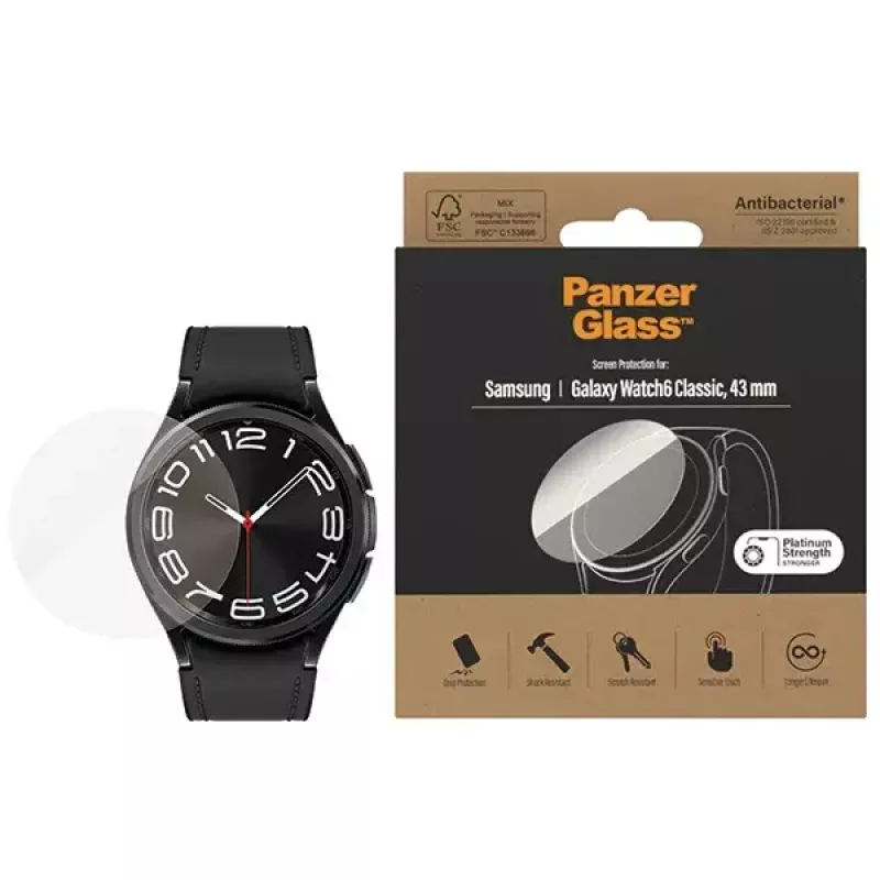 Proteção de ecrã PanzerGlass para Samsung Galaxy Watch6 43mm AB – vidro temperado, modelo 3685