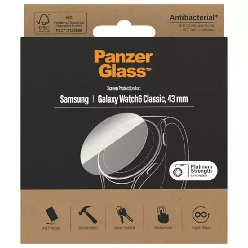 Proteção de ecrã PanzerGlass para Samsung Galaxy Watch6 43mm AB – vidro temperado, modelo 3685