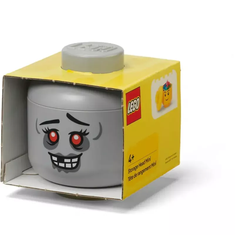Cabeça de armazenamento mini 'Zombie' de room copenhagen – cabeça de armazenamento compatível com LEGO, cinzento