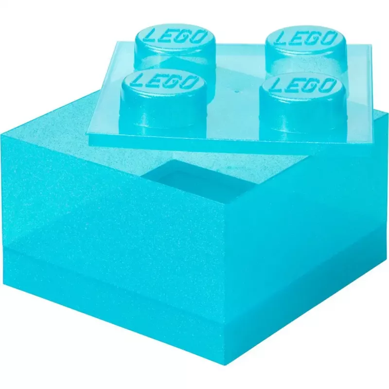 Storage Brick 4 Top Lid Glitter by room copenhagen — caixa de armazenamento tipo LEGO azul-claro/transparente