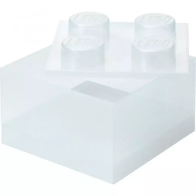 Storage Brick 4 Top Lid Glitter (transparente) de room copenhagen — caixa de armazenamento compatível com LEGO, 4 botões, transparente com brilho