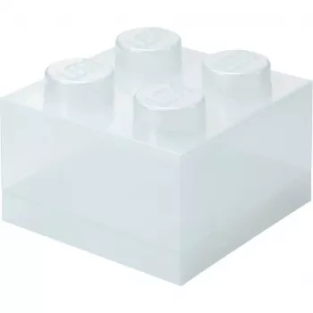 Storage Brick 4 Top Lid Glitter (transparente) de room copenhagen — caixa de armazenamento compatível com LEGO, 4 botões, transparente com brilho