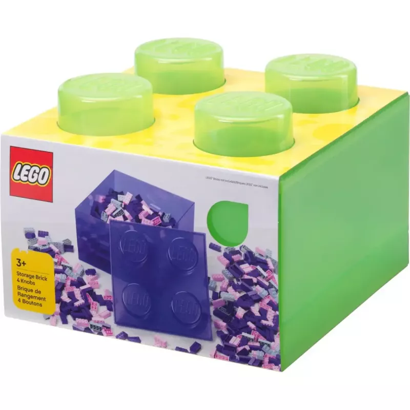 Storage Brick 4 tampa Translucent (verde-claro/transparente) de room copenhagen – recipiente de armazenamento de plástico compatível com LEGO