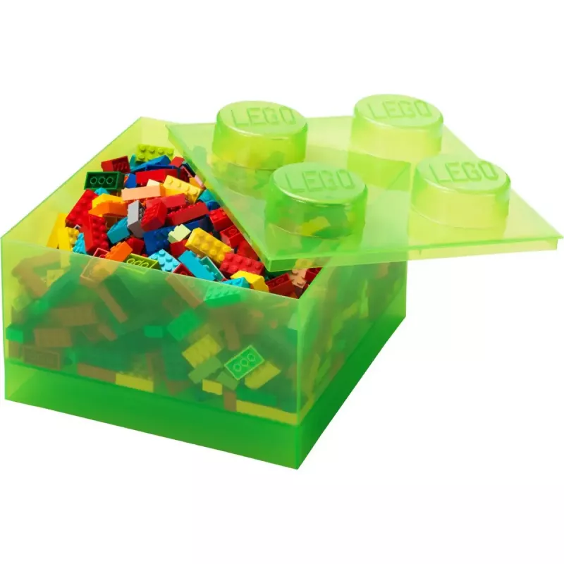 Storage Brick 4 tampa Translucent (verde-claro/transparente) de room copenhagen – recipiente de armazenamento de plástico compatível com LEGO