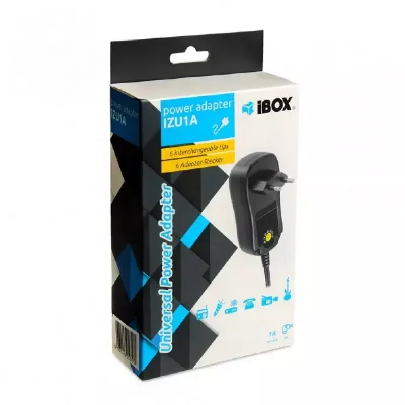 Fonte de alimentação IBOX IZU1A para interior 100–240 V preta, 75×35×43 mm