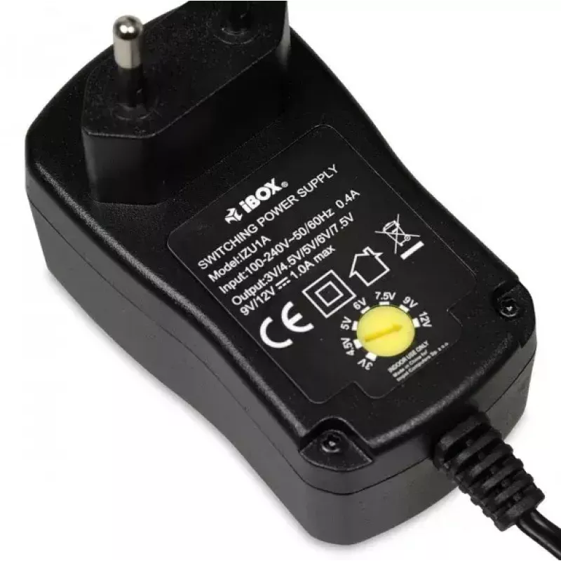Fonte de alimentação IBOX IZU1A para interior 100–240 V preta, 75×35×43 mm