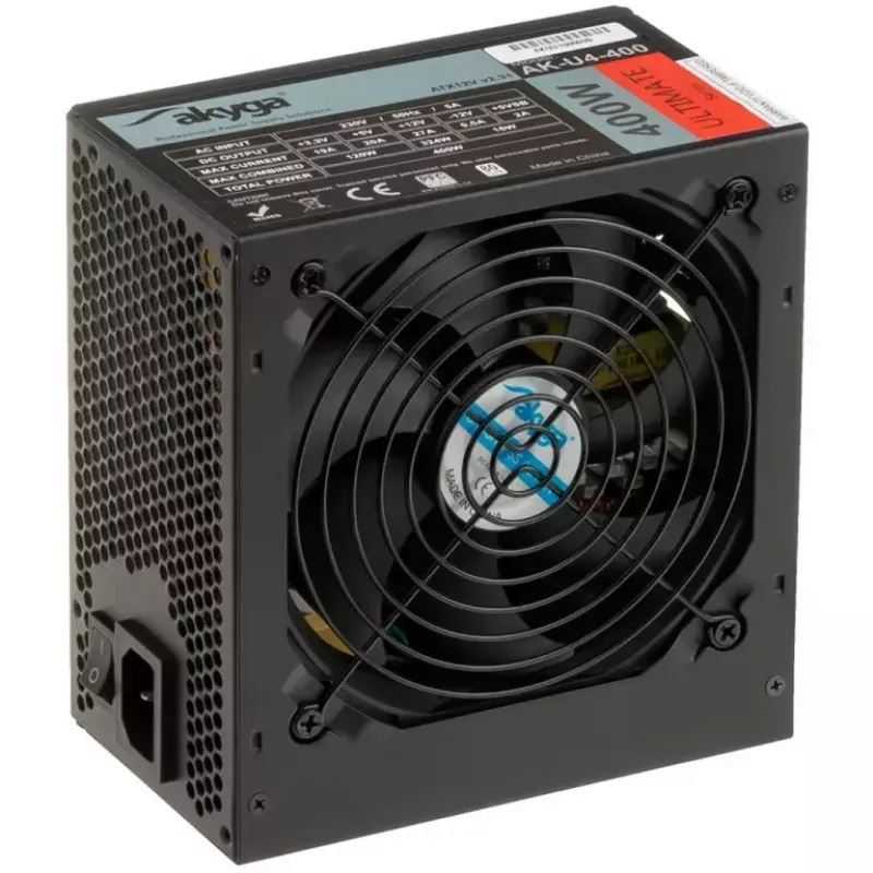 Fonte de alimentação ATX Akyga AK-U4-400 Ultimate 400 W, 80 PLUS Bronze, PFC ativo, ventoinha de 120 mm