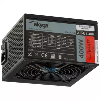 Fonte de alimentação ATX Akyga AK-U4-400 Ultimate 400 W, 80 PLUS Bronze, PFC ativo, ventoinha de 120 mm