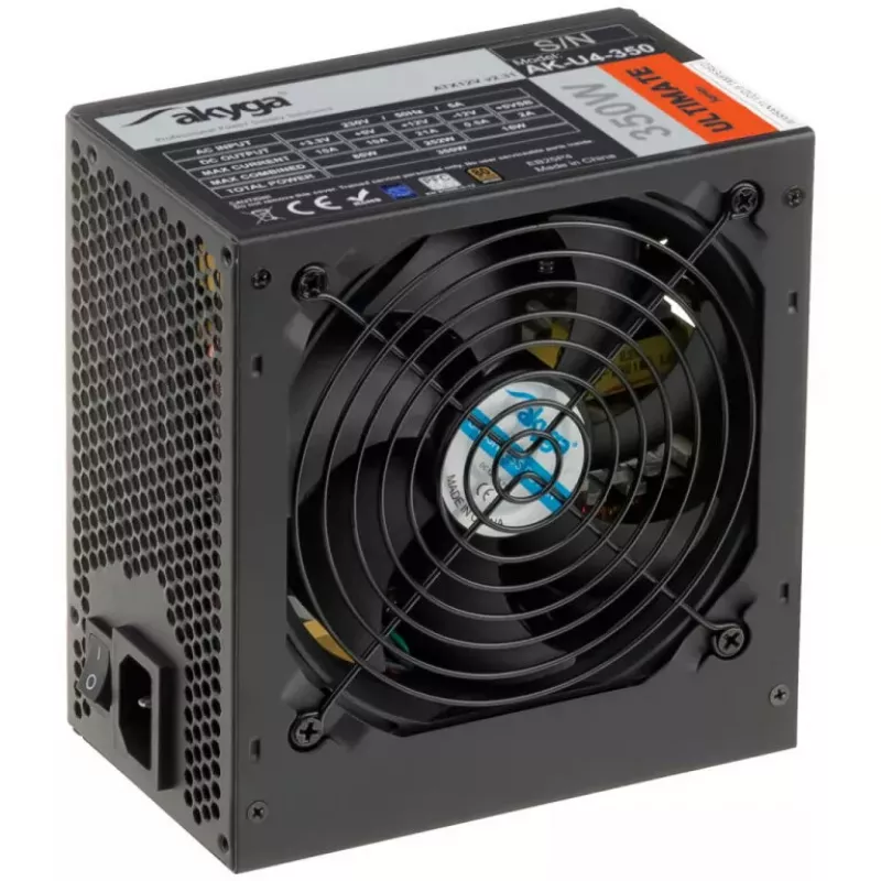 Fonte de alimentação ATX Akyga AK-U4-350 Ultimate 350 W, 80 PLUS Bronze, PFC ativo, ventoinha de 120 mm